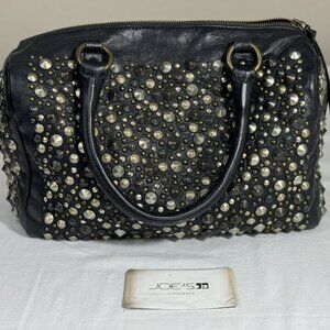 Joe's Jeans Black Leather Studded Purse Gigi Bowler Handbag Buttery Soft
